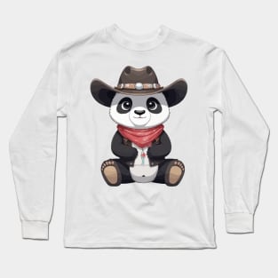 Cute Kawaii Cowboy Panda Long Sleeve T-Shirt